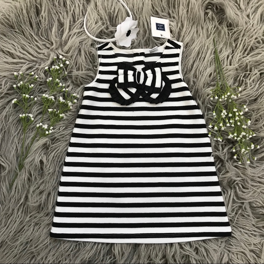Janie and Jack black and white striped dress NEW!!